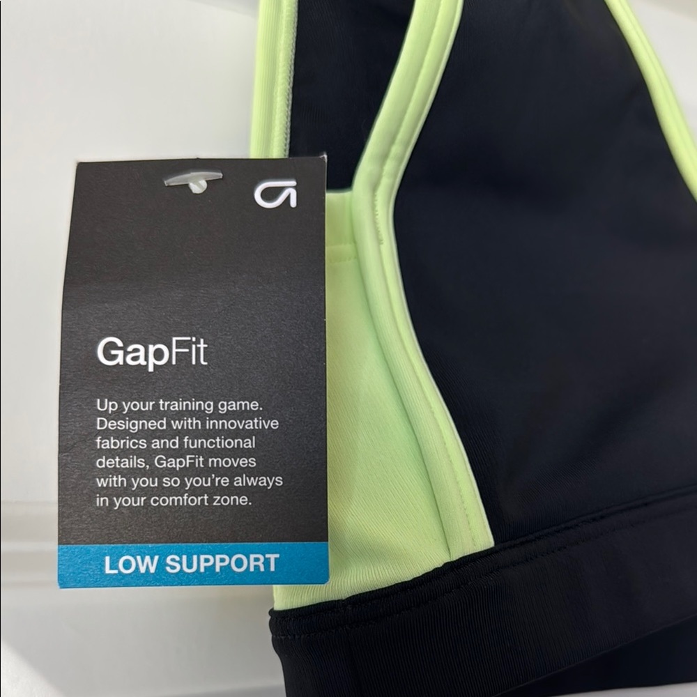GAP Black and Green Sports Bra with Scoop Neck - Picture 3 of 3